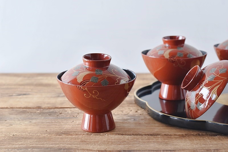 吸物椀 独楽 加賀蒔絵 五客 吸物椀 汁椀 5客 漆器 箔蒔絵