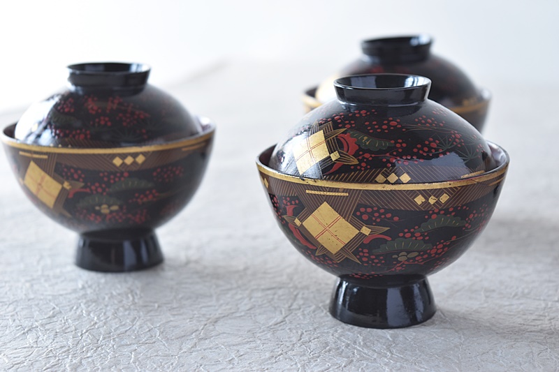 新品 秀衡塗り/お椀 蓋付き/5客セット /漆器 /うるし/漆器／伝統工芸