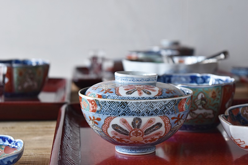 古伊万里 色絵 桐に鳳凰 冨貴長春 蓋茶碗 奈良茶碗 - 生活骨董と古布の