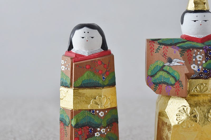 奈良一刀彫 雛人形 鎌田麦風 立雛 - 生活骨董と古布のアンティーク