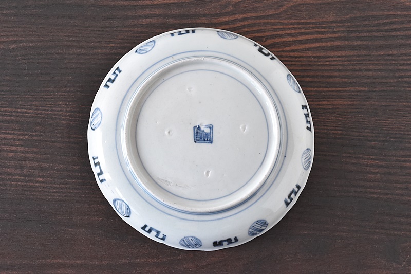 古伊万里 染付 竹林賢人図 輪花型 七寸皿 - 生活骨董と古布の