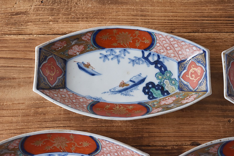 ◇ 伊万里 色絵 四寸皿 十客 ◇ 古伊万里】 色絵金彩牡丹文四