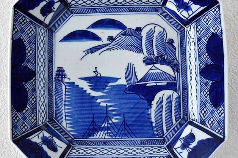 古い大鉢【m38 染付呉須古伊万里骨董レトロアンティークベロ藍】