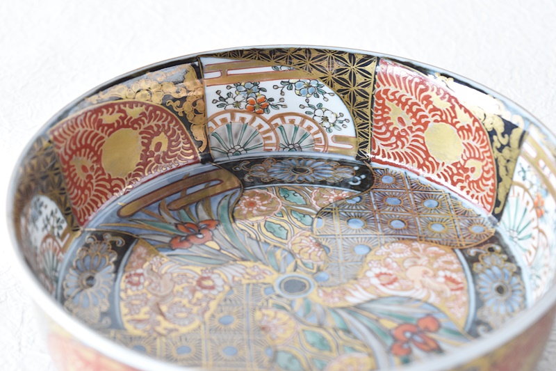 1619 古伊万里 金彩色絵 花鳥魚蝶図 高台鉢 盃洗 酒器 時代物 1619 古