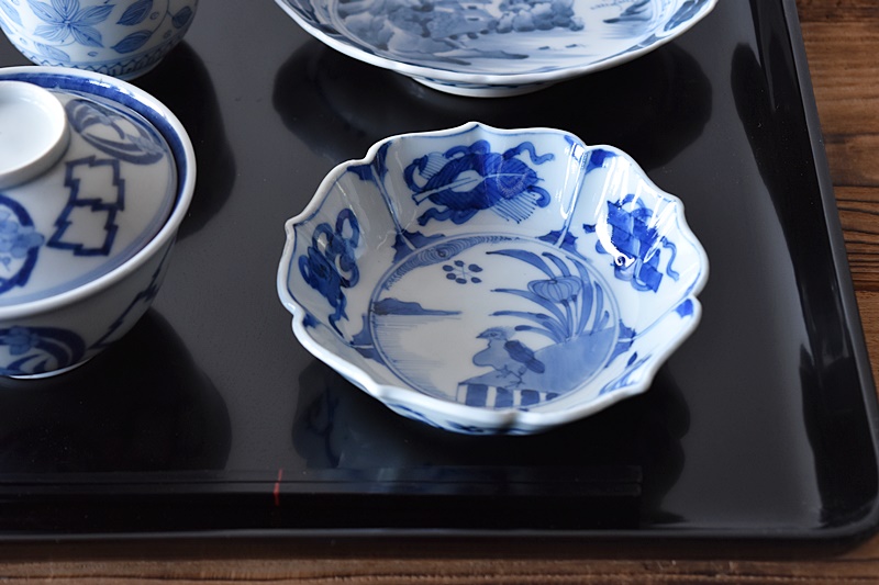 1615 源右衛門 染付山水花虫 小鉢 5客 1615 源右衛門 染付山水花虫