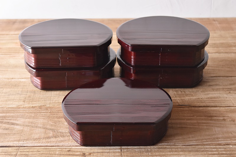 天然木製漆塗 溜塗 半月弁当 5客セット 茶懐石料理道具 茶懐石 - 生活