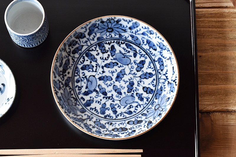 時代物 色絵草花紋 大皿 径約37.5cm 太明成化年製 初期古伊万里 有田焼