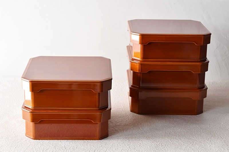 天然木製漆塗 春慶塗 大徳寺弁当箱 5客セット - 生活骨董と古布の