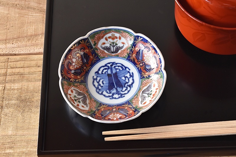 大聖寺伊万里 柿右衛門写し 色絵 龍紋 花形 中鉢 向付 5客 70916