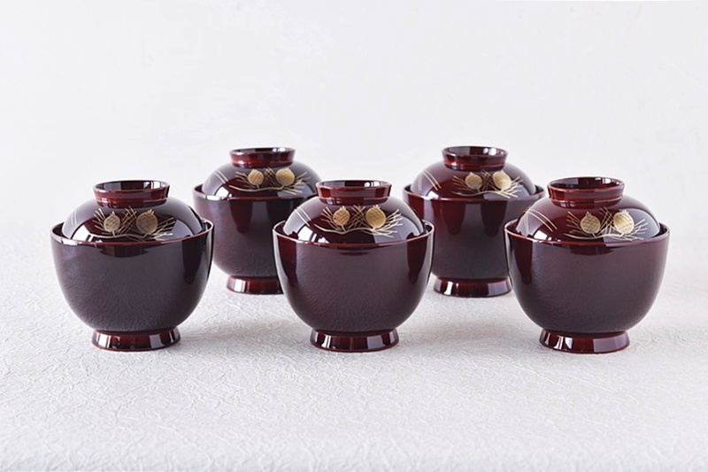 最終価格(9日迄) 輪島塗 沈金蒔絵吸物椀14客 大正3年 時代物