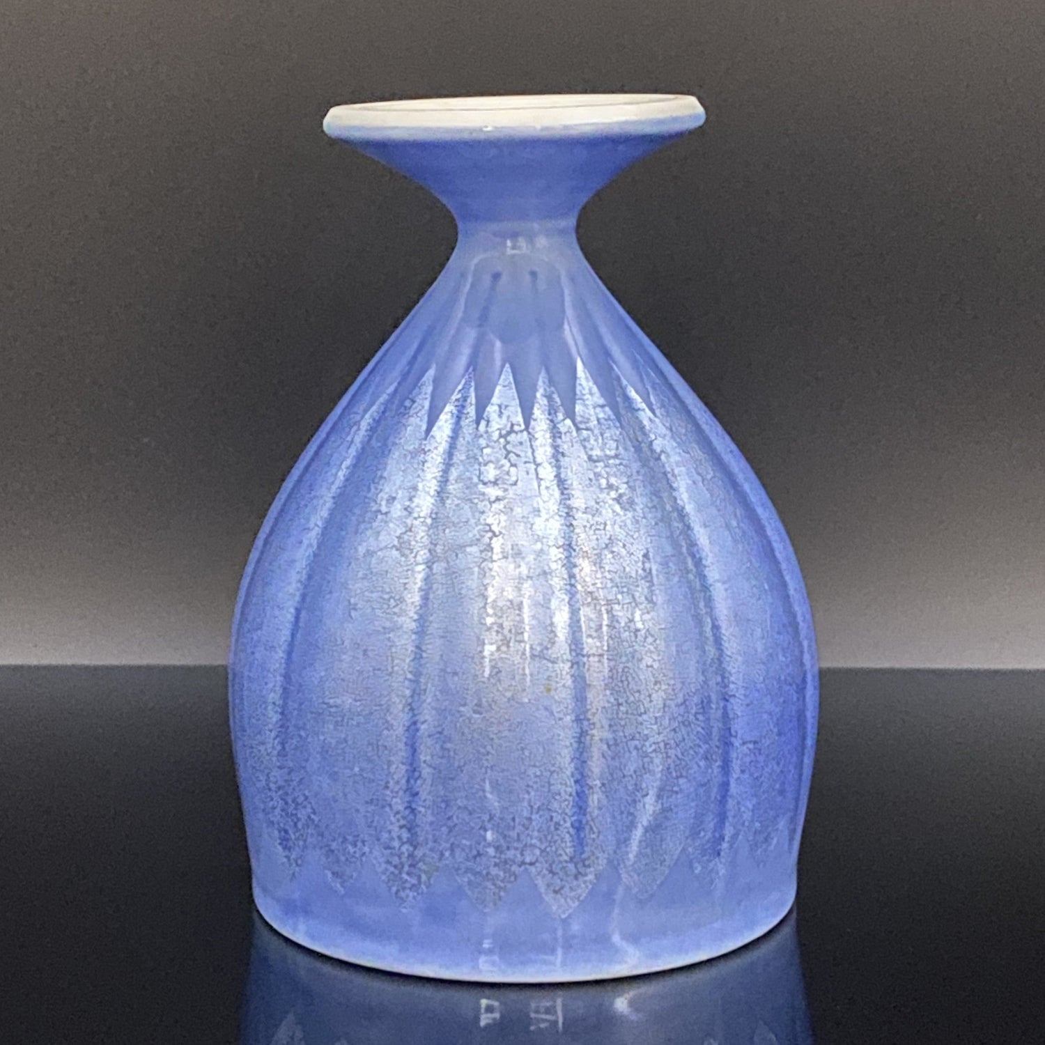 人間国宝 中田 一於 作 九谷焼 釉裏銀彩 焼酎呑 陶器グラス #43