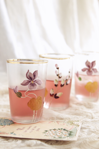 エナメル彩の鈴蘭 リキュールカラフェ タンカードグラス フランス