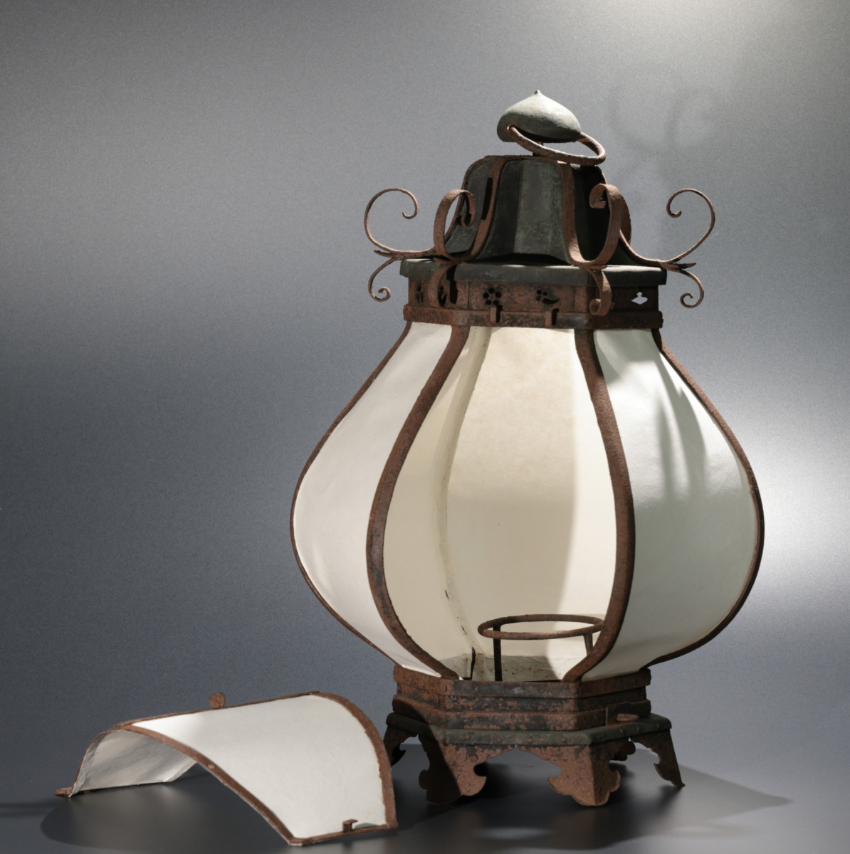 吊り灯籠 時代 詫び寂 鉄灯籠 高28cm 庭道具(LC623) 吊り灯籠 時代