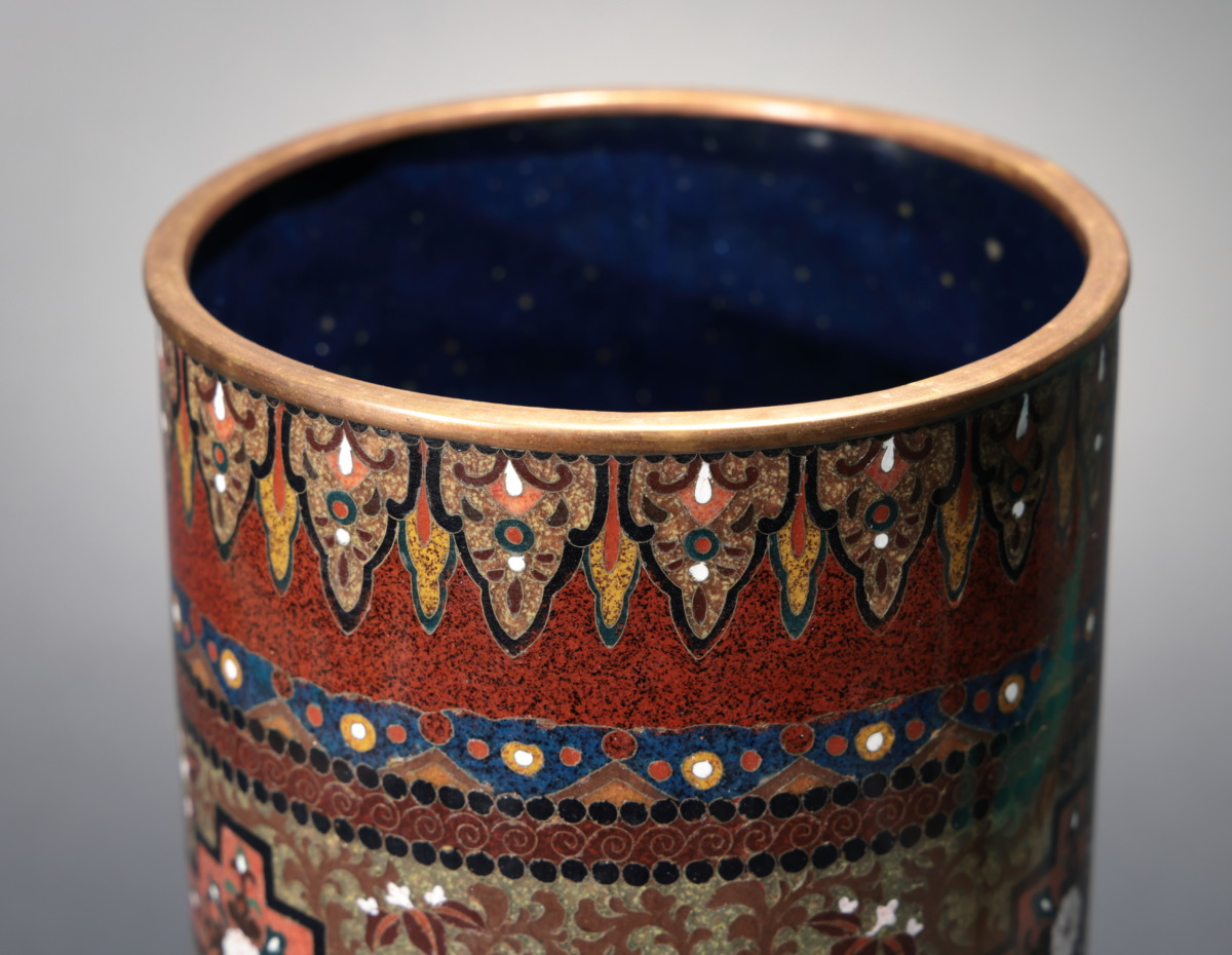 七宝焼 鳳凰文瓶 花瓶 在銘 V 9368 七宝焼 鳳凰文瓶 花瓶 在銘 V 9368