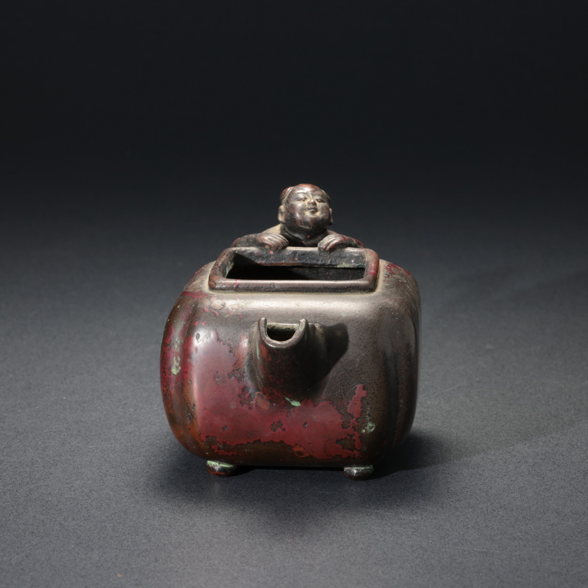 本間琢斎作 斑紫銅童子付筆洗 - 古好屋