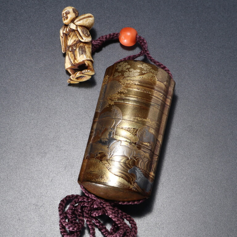 群馬図印籠・根付商人図 - 古好屋