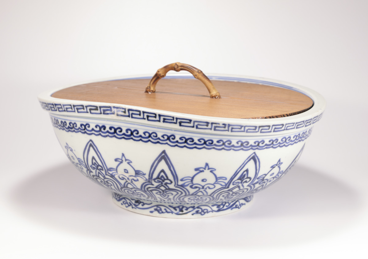 亀山焼染付丸紋鉢 - 古好屋