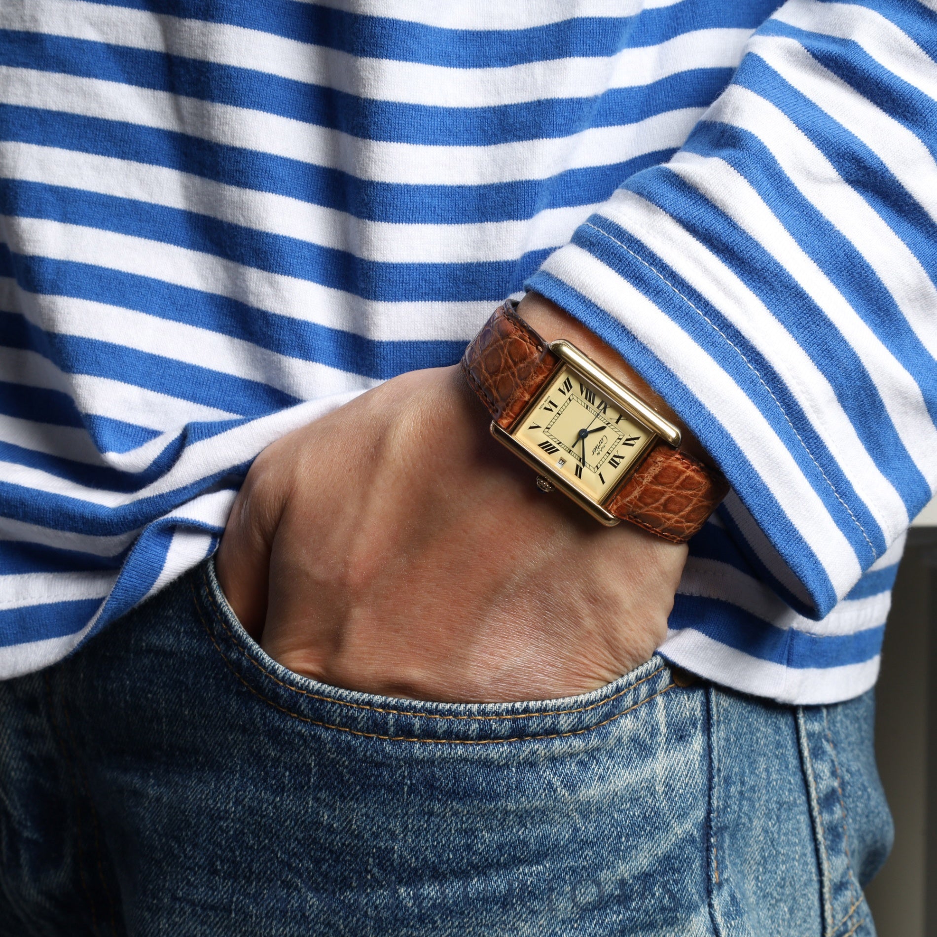 新品 未使用 】Cartier タンクマストLM 青 レザーベルト 【公式通販】