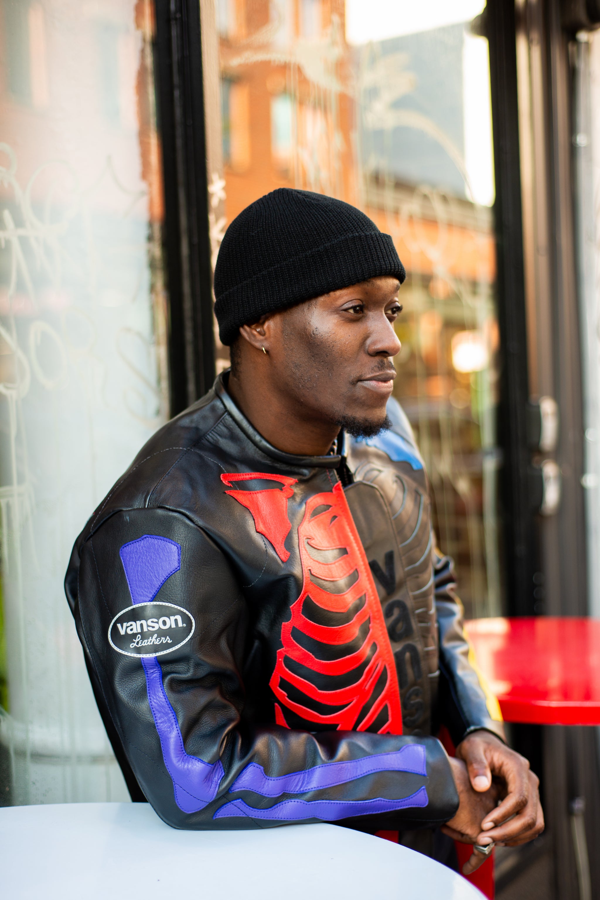 定番，送料無料】 Vanson BONE JACKET BLACK×BONE バンソン ボーン