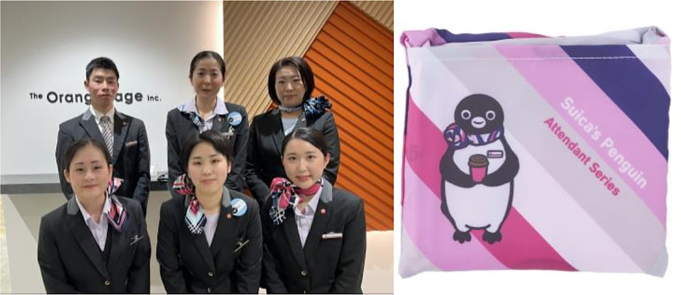 アテンダント姿の「Suicaのペンギン」グッズ。車内販売限定の