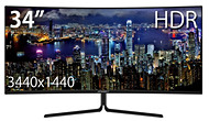 JAPANNEXT、34型UWQHD解像度、HDR対応ウルトラワイド曲面液晶モニター