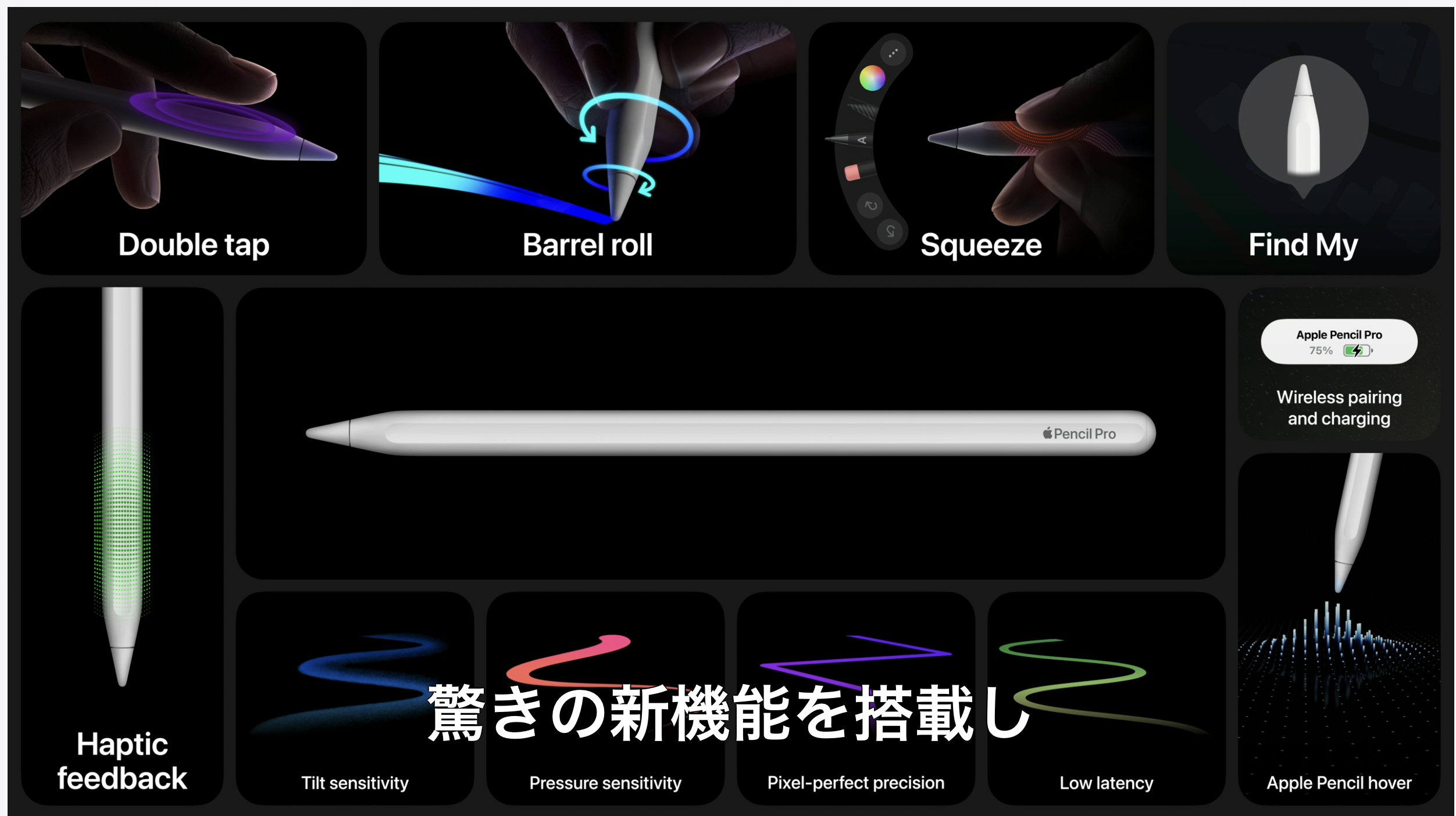 Apple Pencil Pro」発表、国内価格2万1800円 - ケータイ Watch