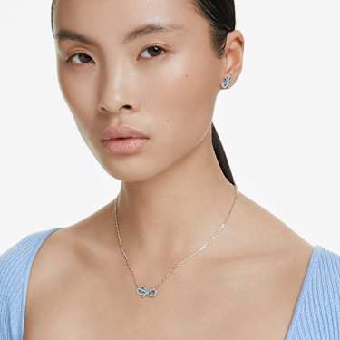 Lifelong Bow set, Bow, Blue, Rhodium plated | Swarovski