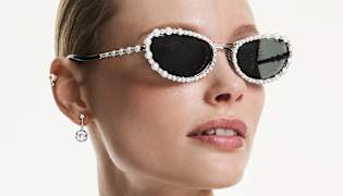 Snake ブローチ, クリスタル・パール, ミックスカット, 巳年, ホワイト