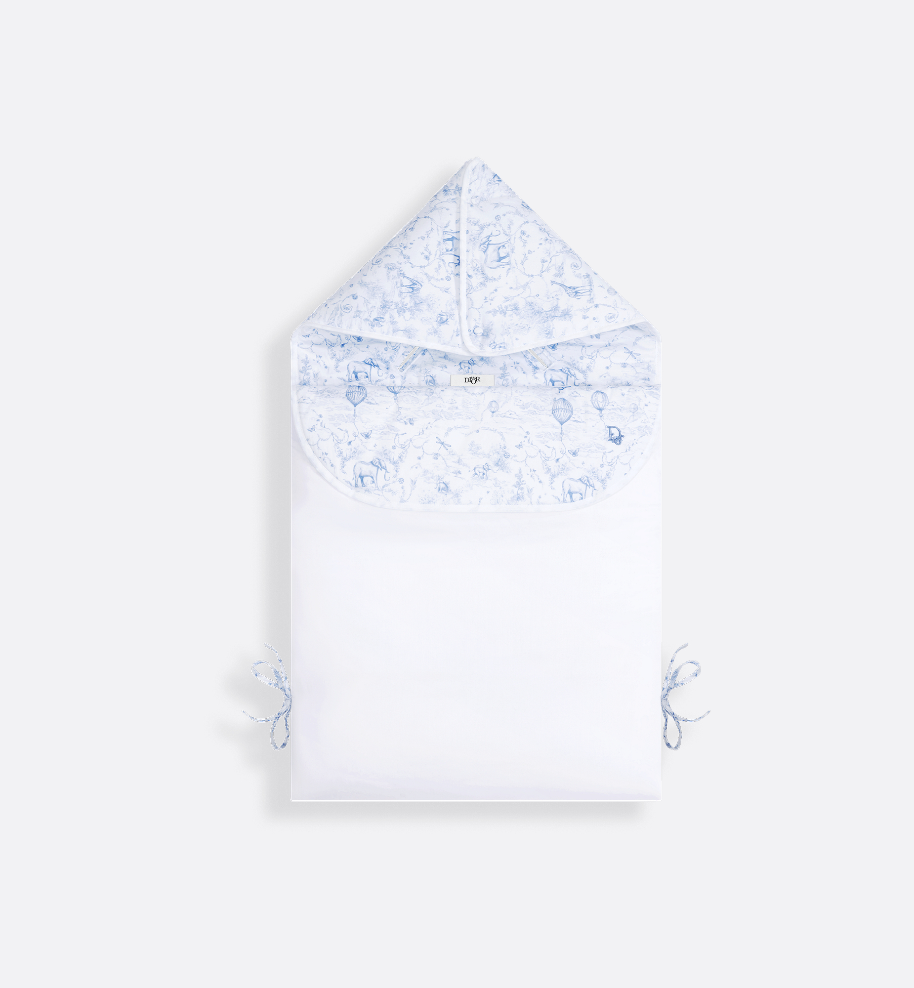 Sleeping Bag White Cotton Voile with Light Blue Toile de Jouy