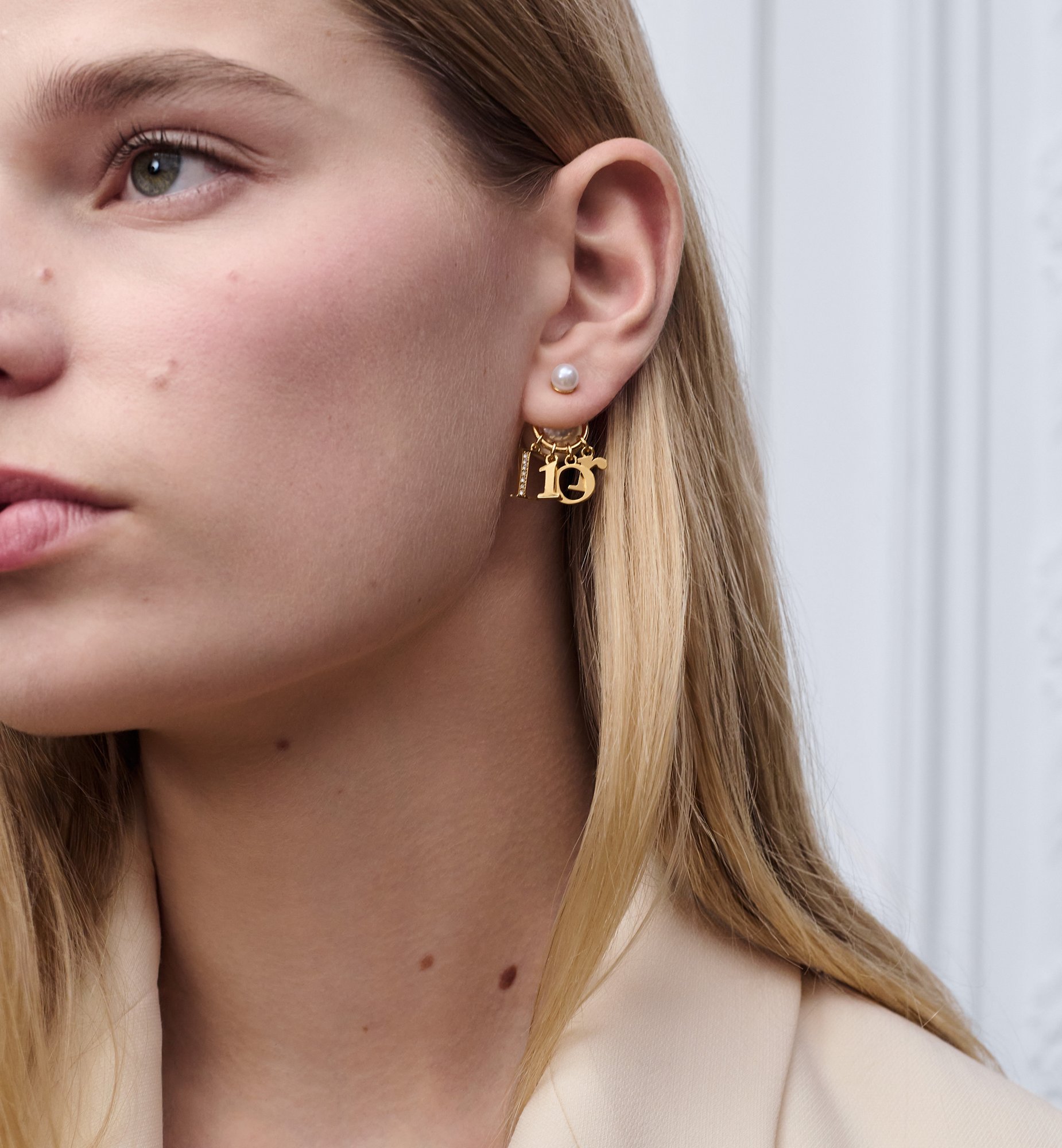 Dior Tribales Earrings Silver-Finish Metal, White Resin Pearls and