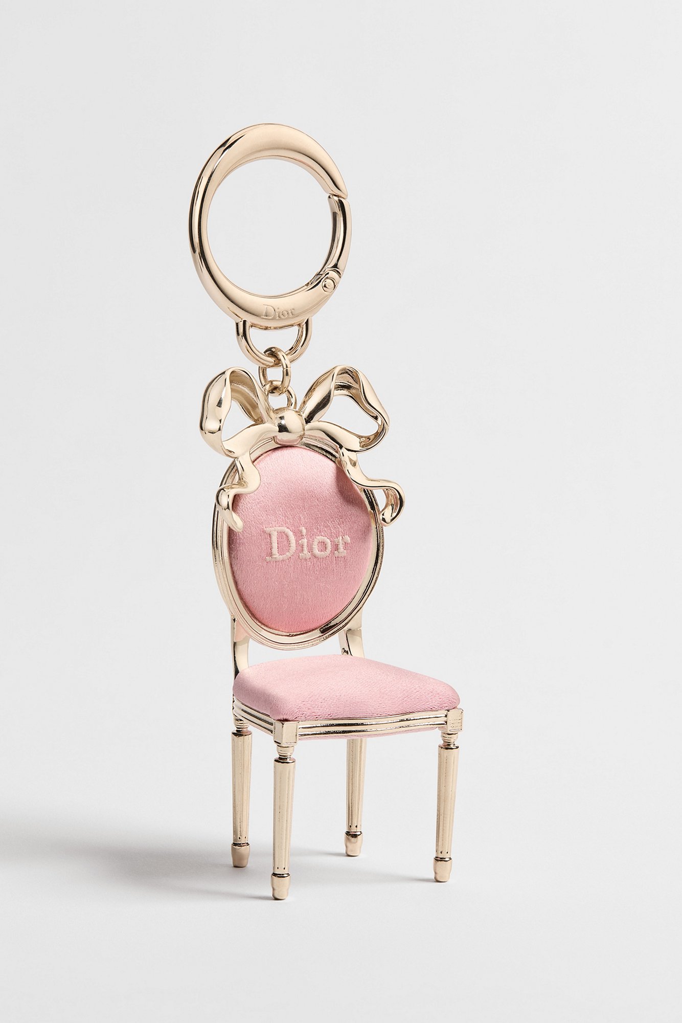 Dior Médaillon Mirror Bag Charm Silver-Finish Metal and Rose Songe