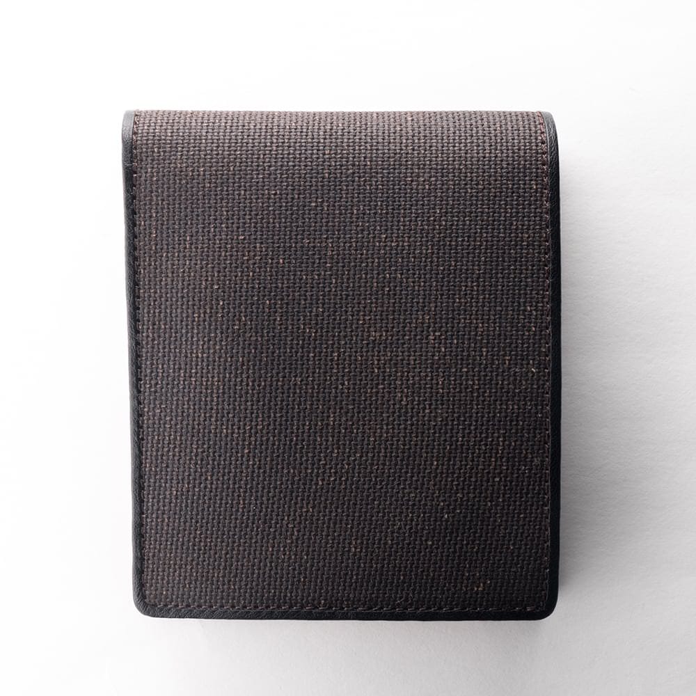 柿渋染め『壺渋・こしぶ』日本製 二つ折り財布 メンズ(財布)帆布 革