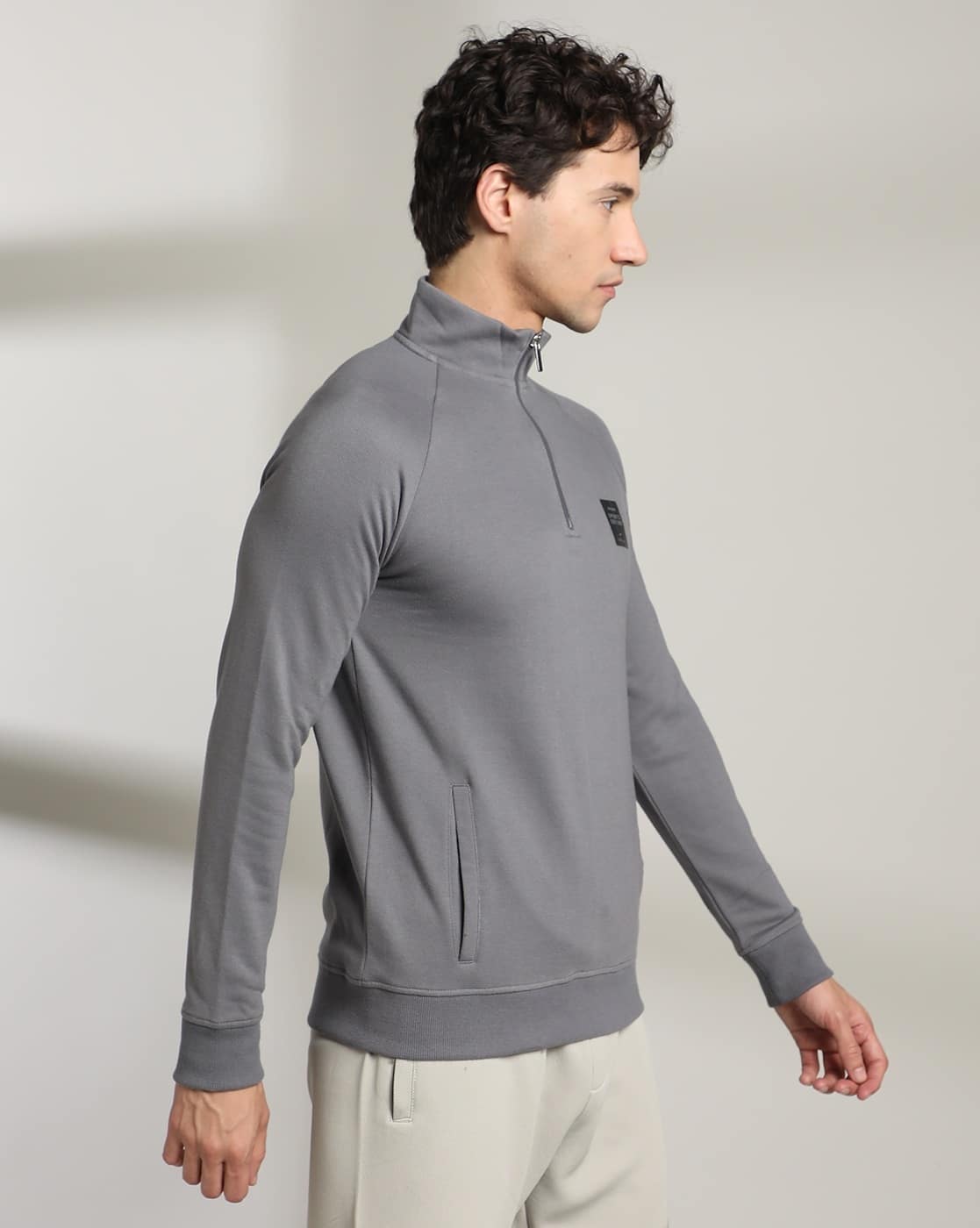 PEOPLE 1 SWEAT TOPS / ASH GRAY XL Alpha Half Zip Sweatshirt Ash