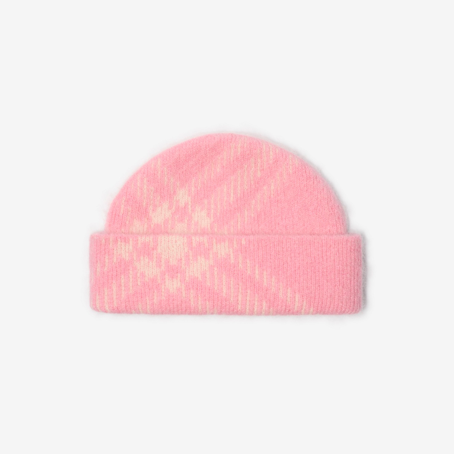 Check Mohair Wool Blend Beanie in Sugar pink - Men | Burberry