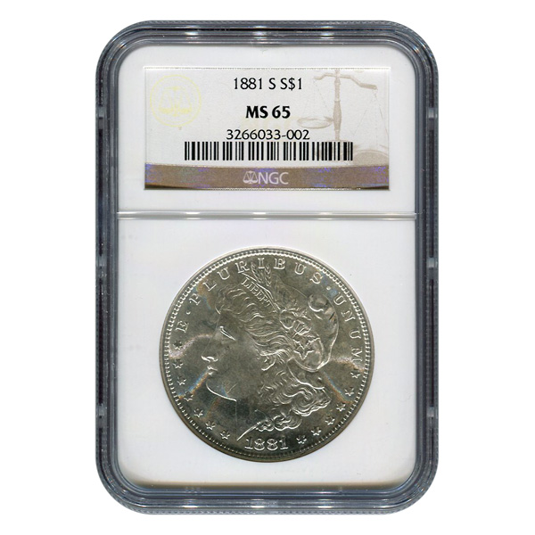 Certified Morgan Silver Dollar 1881-S MS65 NGC - Golden Eagle Coins