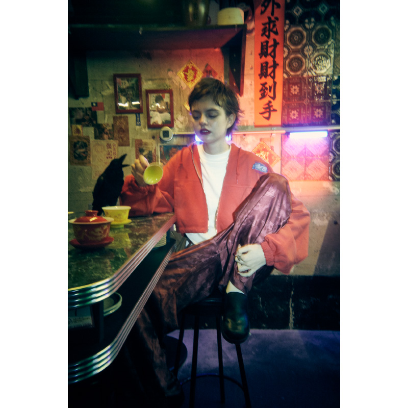 Short 陰陽 Vintage Zipup Hoodie (Red) - ZUTOMAYO MART