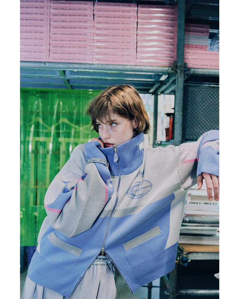 Full Zip Knit Jersey (Milkey Blue) - ZUTOMAYO MART