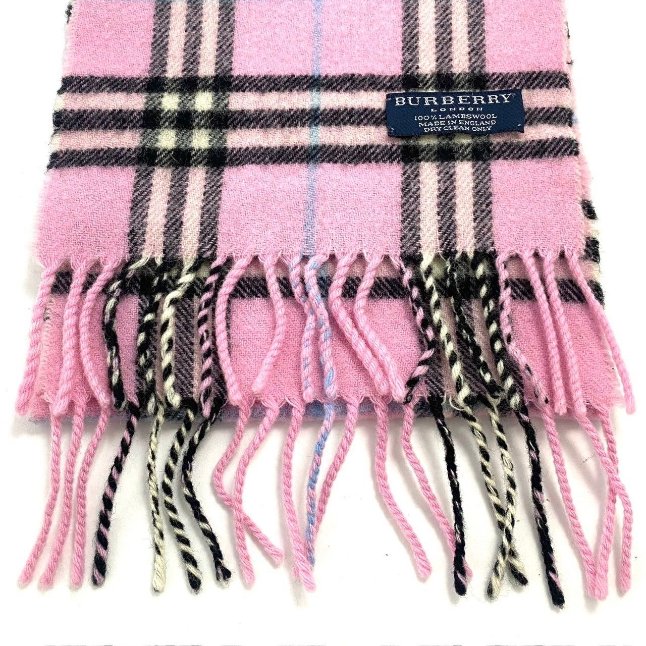 Burberry マフラー カシミヤ ピンクチェック カシミヤ100%☆イギリス製