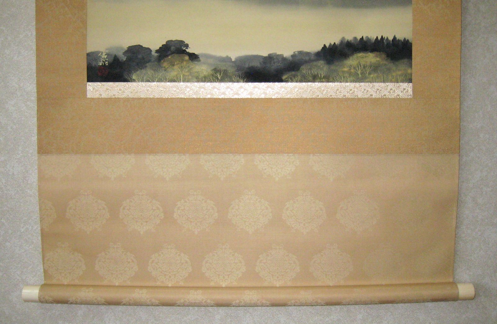真筆】掛け軸 掛軸 水墨山湖◇川村憲邦 太巻・共箱・二重箱 - メルカリ