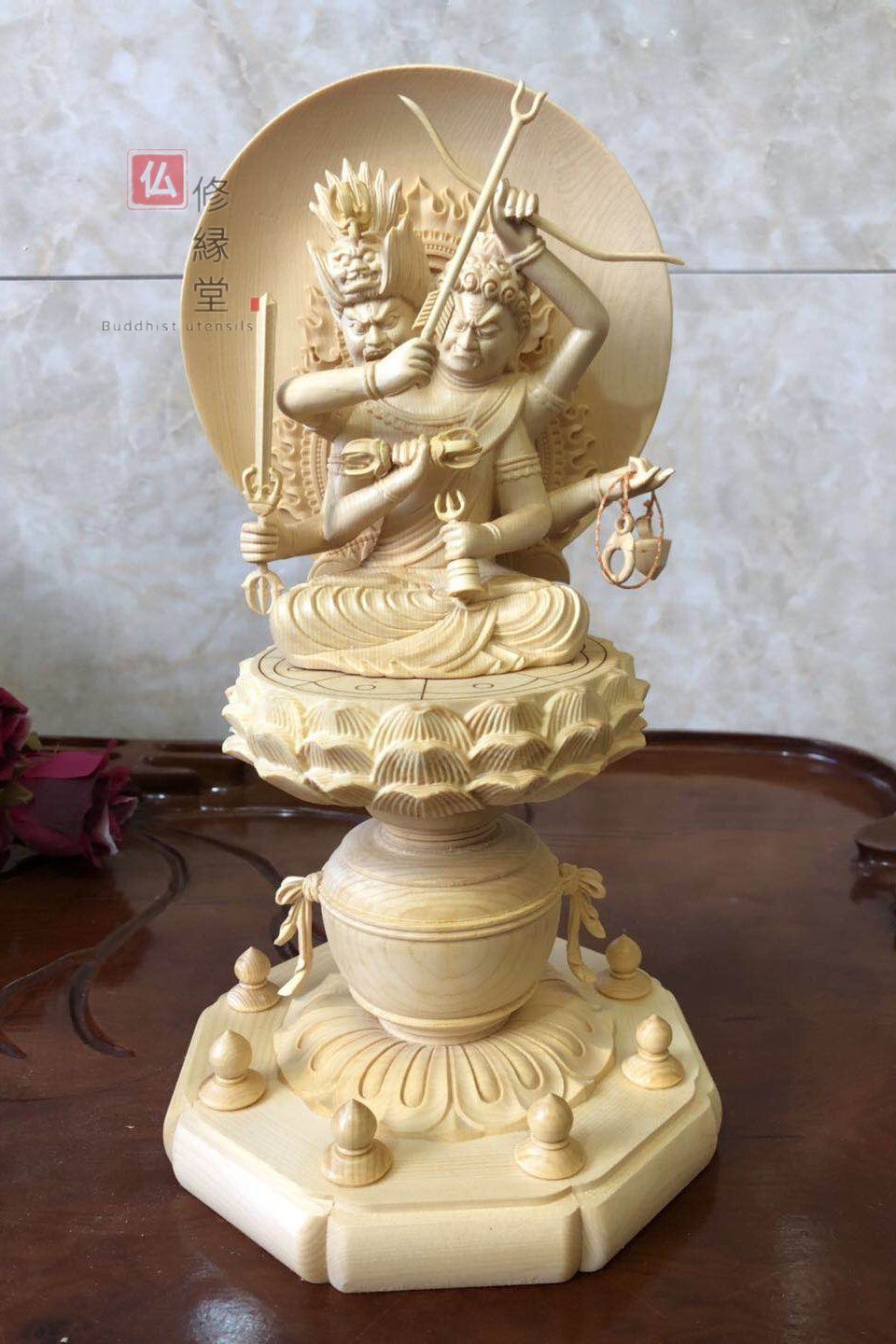 修縁堂】真言密教 密宗 細工 爱染明王仏像 置物 仏壇 仏像 修縁堂