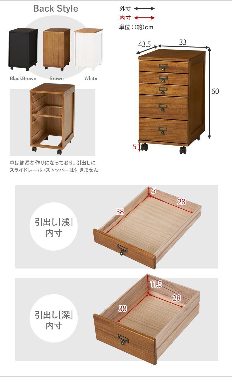 引出5段 【すぐに使えるほぼ完成品】キャビネット B4 ドキュメント