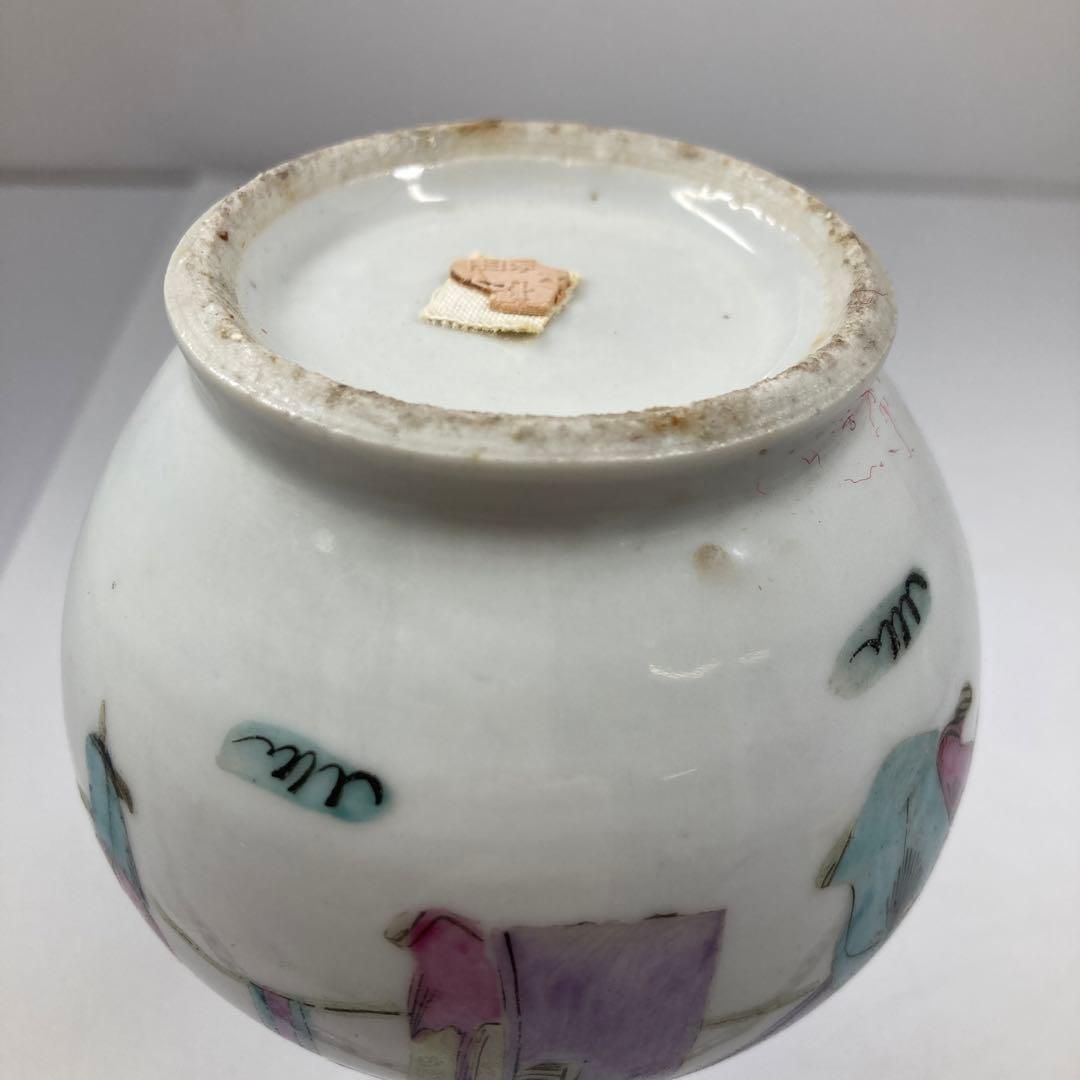 中国古美術 清末民国時代 粉彩 花瓶 人物画 高さ22cm 中国古美術 清末