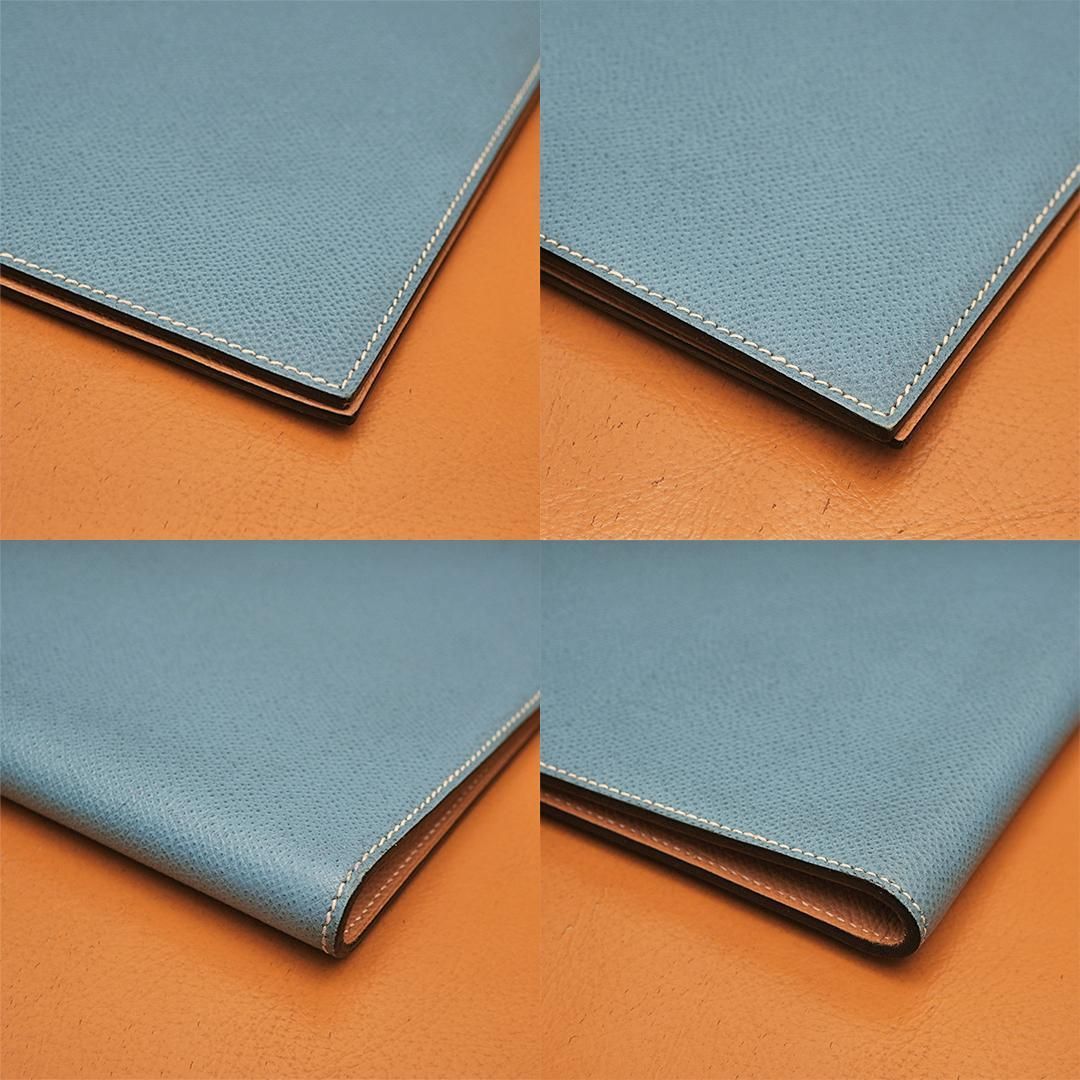 希少 美品 エルメス A4 ノートカバー バイカラー アジェンダ ブルー