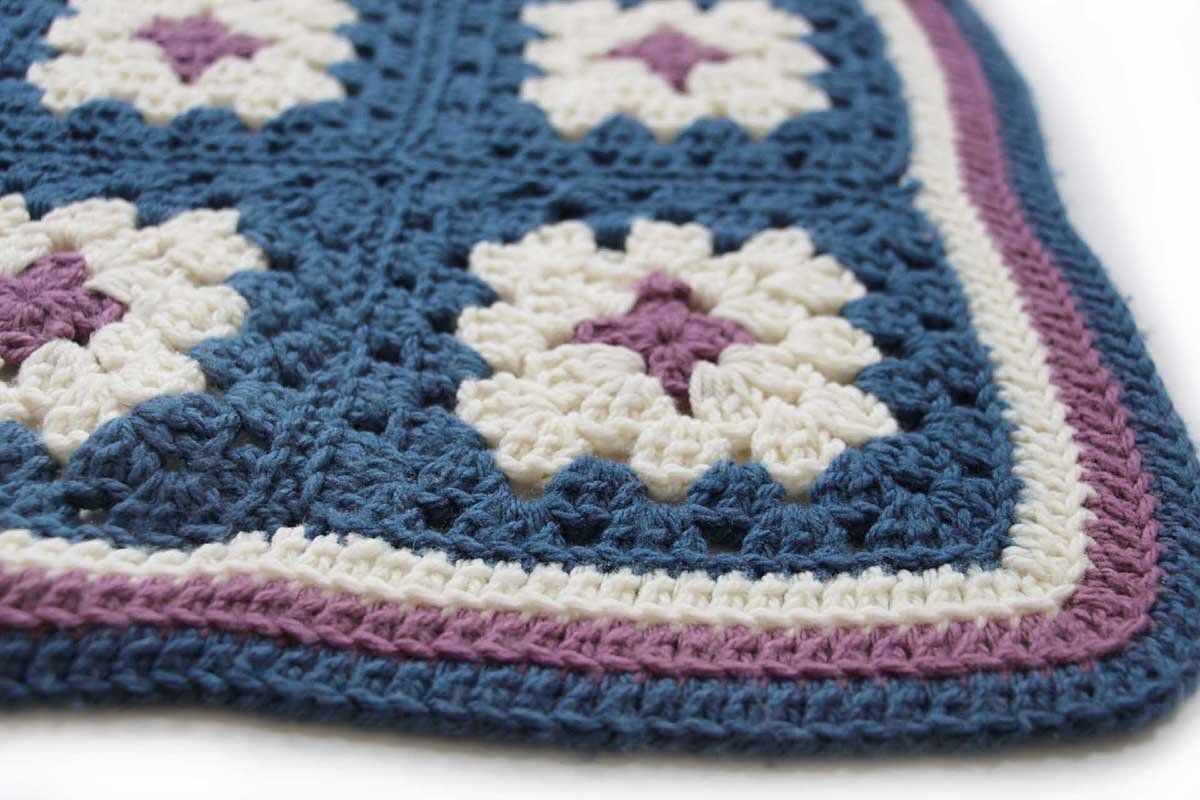 スクエア モチーフ ニット 最新 グラニー ブランケット 黒☆G カギ編み