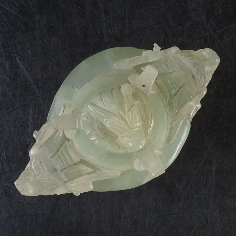 中国 玉石岫玉彫刻 透かし彫遊環 香炉 飾壷 V 5156 中国 玉石岫玉彫刻