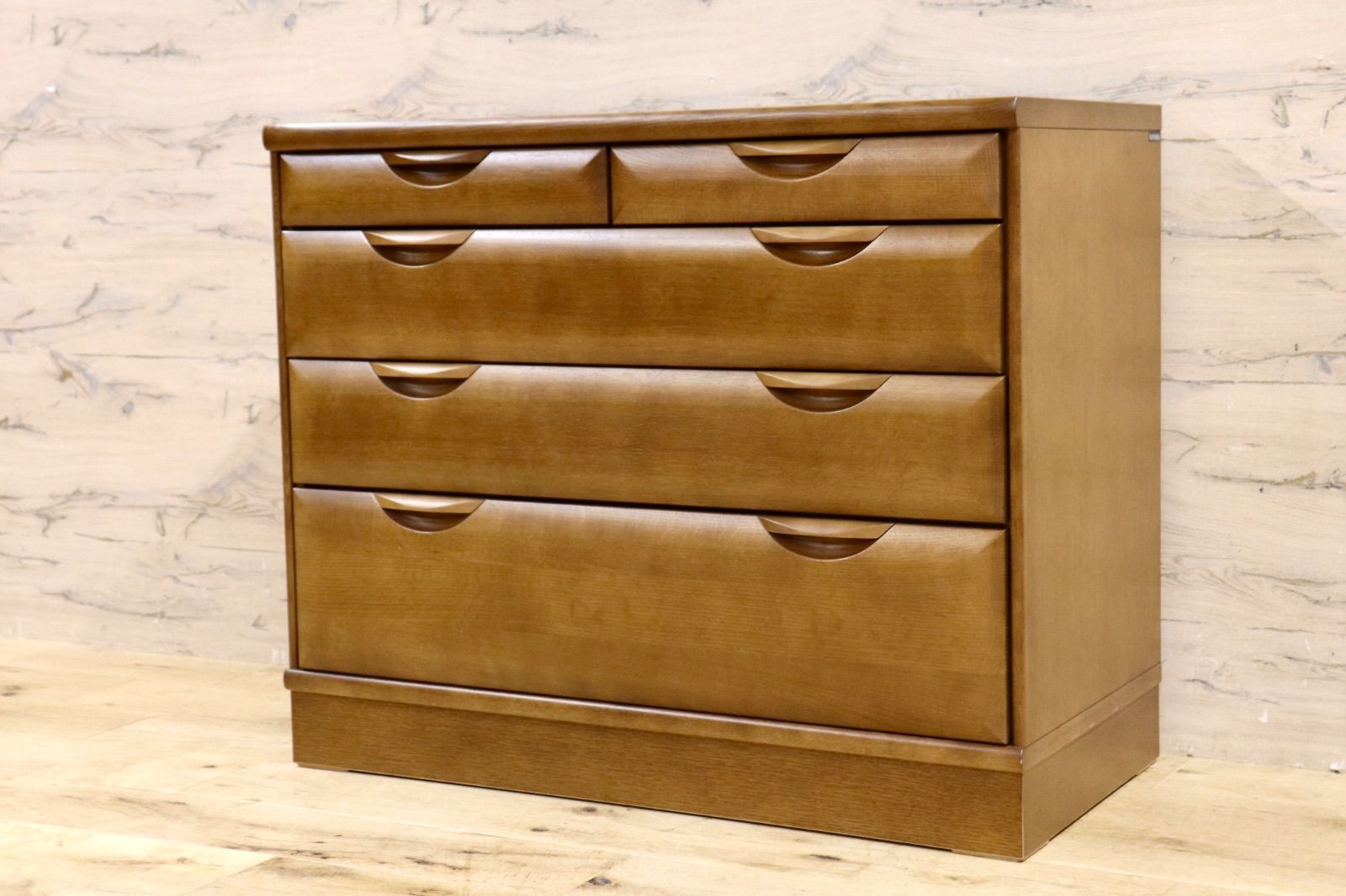 オールドカリモク】 ラタン 電話台 チェスト 籐扉 レトロ 木製