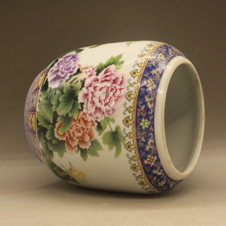 清乾隆粉彩花鳥紋蓋缶 販売 景徳鎮 陶磁器 装飾品 現代工芸品 美術品 置物