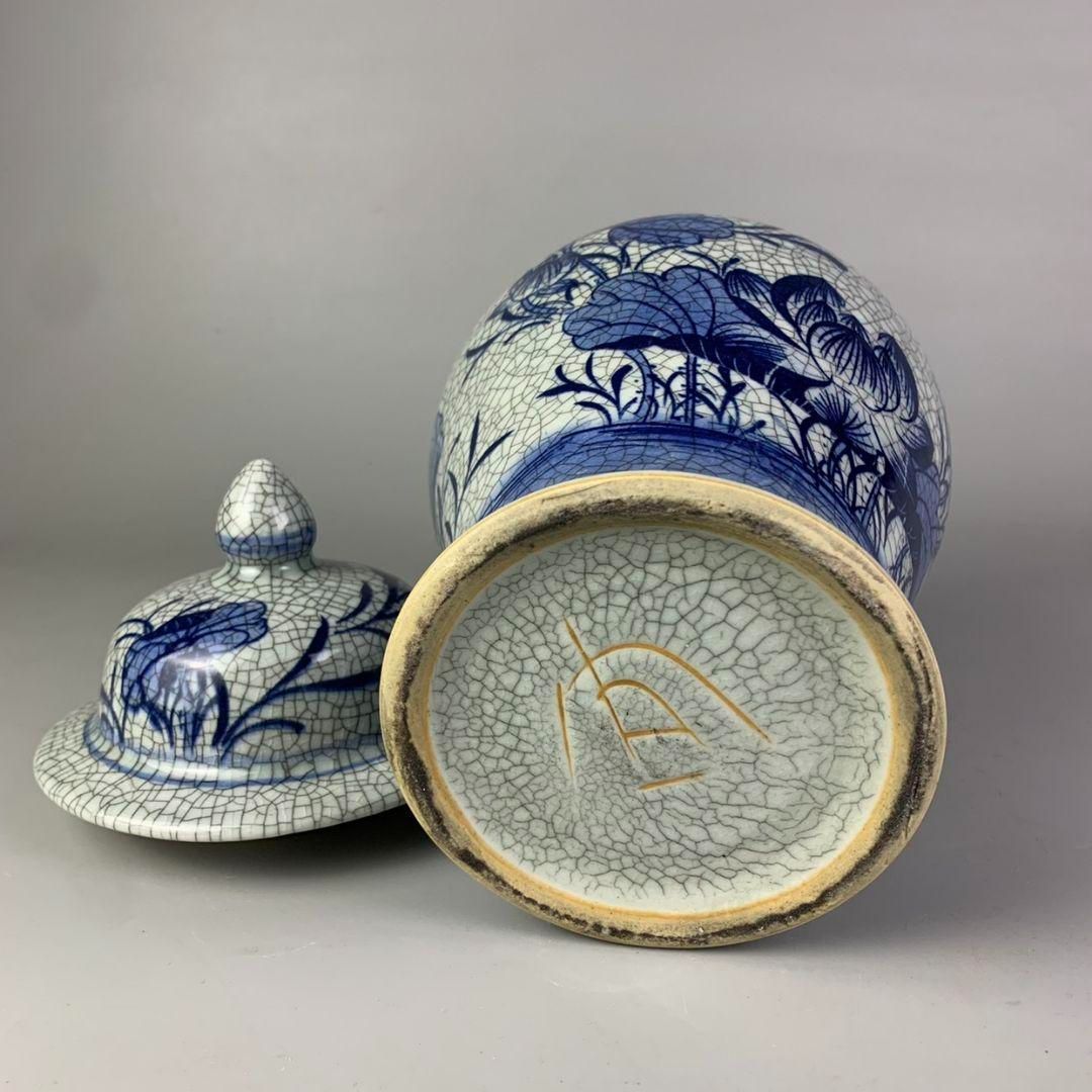 景徳鎮 青花磁器喜字将軍缶 陶磁器装飾品 工芸品 美術品 置物 景徳鎮