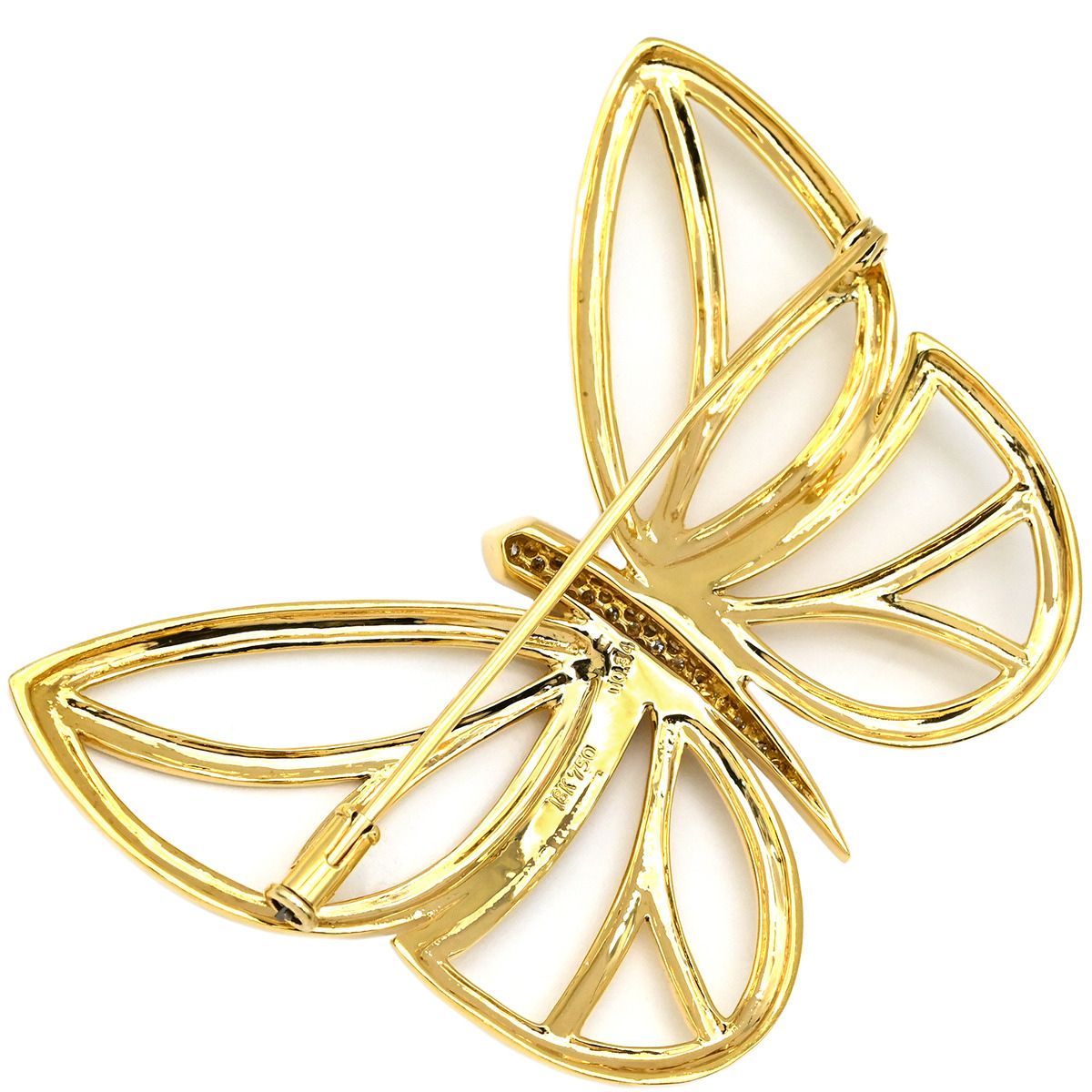 ブローチ K18YG ダイヤモンド イエローゴールド ダイヤモンド 蝶