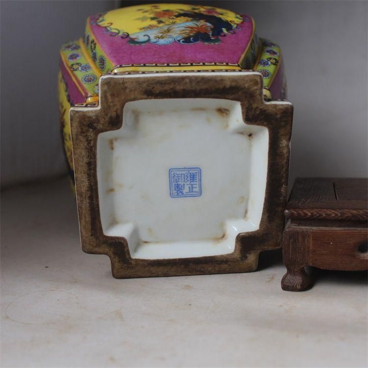 清雍正琺瑯彩花鳥図紋賞瓶 景徳鎮 陶磁器 装飾品 現代工芸品 美術品